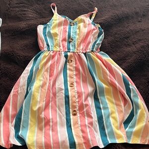 SHEIN Pastel Striped Button Dress